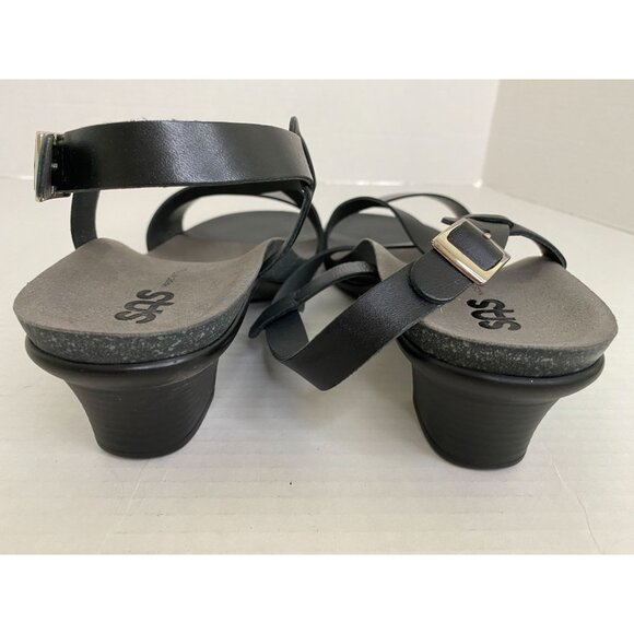 SAS Womens NWOB Black Laguna Sandals Size 10 WW Leather Boho Goth Dark Academia - Picture 6 of 6